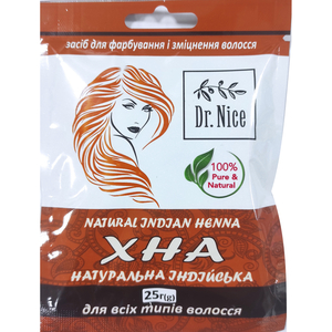 Хна индийская для всех типов волос DR.NICE (Доктор Найс) для окрашивания и укрепления натуральная 25 г